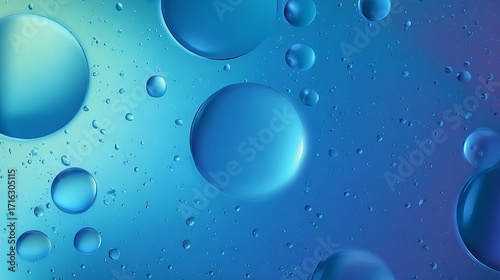Wallpaper Mural Blue gradient background with water droplets and bubbles Torontodigital.ca