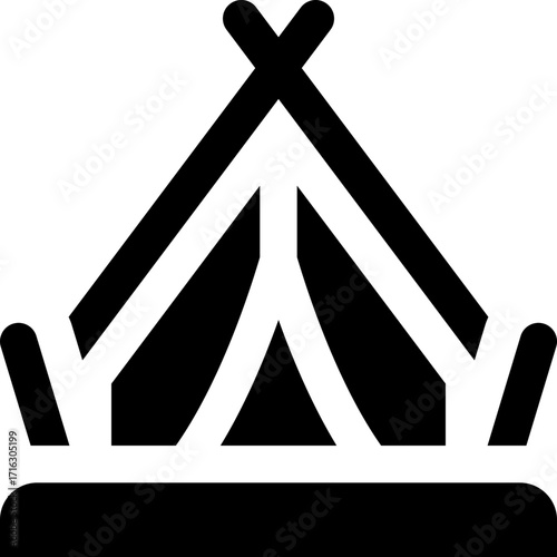 tent glyph icon. Strong and solid vector icon for websites, mobile interfaces, presentations, and visual branding. High quality and easy to edit.