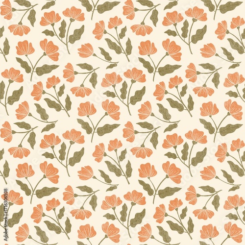 Autumn flower seamless pattern