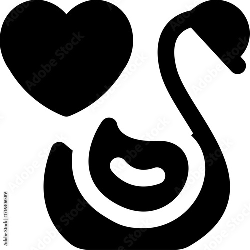 swan glyph icon. Strong and solid vector icon for websites, mobile interfaces, presentations, and visual branding. High quality and easy to edit.