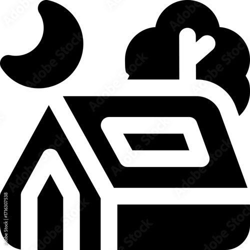 tent glyph icon. Strong and solid vector icon for websites, mobile interfaces, presentations, and visual branding. High quality and easy to edit.