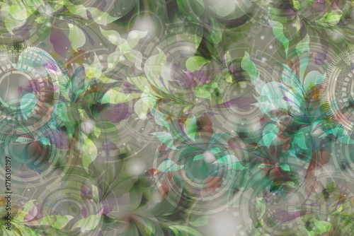 seamless pattern circle flower technologic background design