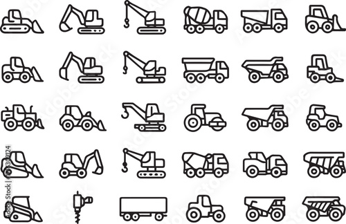 Construction Vehicles Icons vector 
