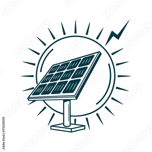 An eco-friendly solar panel power cell vector illustration in a clean blue sky 