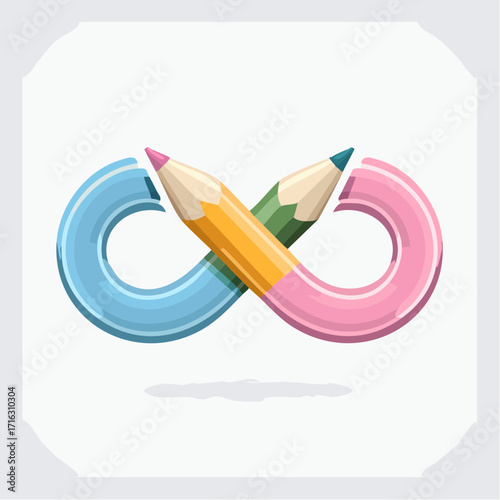Infinity Loop Pencils – Creativity and Education Vector Illustration