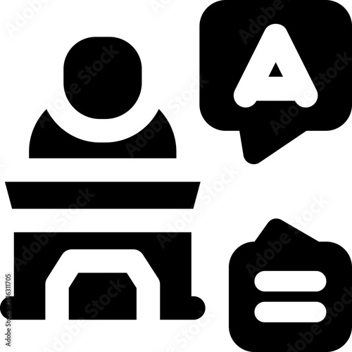 answer glyph icon. Strong and solid vector icon for websites, mobile interfaces, presentations, and visual branding. High quality and easy to edit.