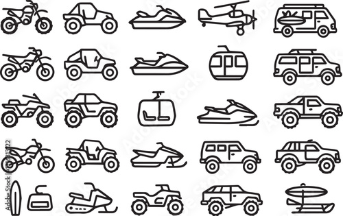 Collection of Outlined Transportation Icons set vector