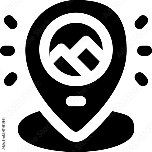 location glyph icon. Strong and solid vector icon for websites, mobile interfaces, presentations, and visual branding. High quality and easy to edit.