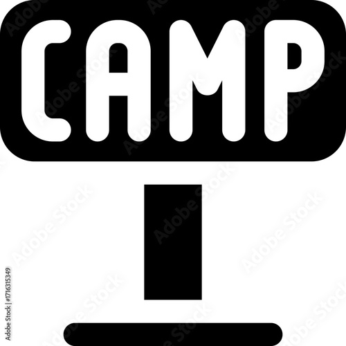 camp glyph icon. Strong and solid vector icon for websites, mobile interfaces, presentations, and visual branding. High quality and easy to edit.