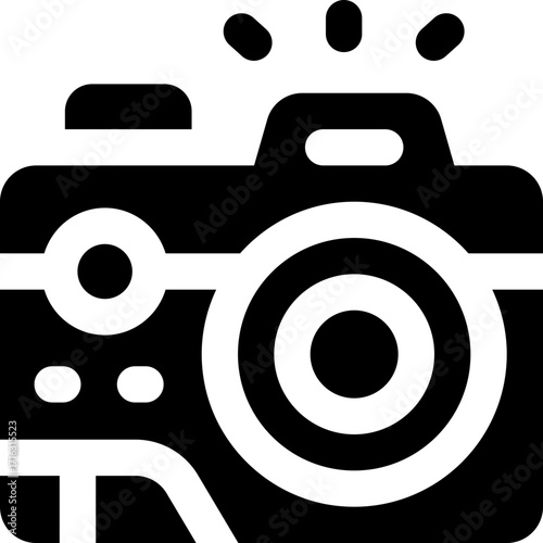 camera glyph icon. Strong and solid vector icon for websites, mobile interfaces, presentations, and visual branding. High quality and easy to edit.