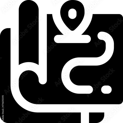 map glyph icon. Strong and solid vector icon for websites, mobile interfaces, presentations, and visual branding. High quality and easy to edit.