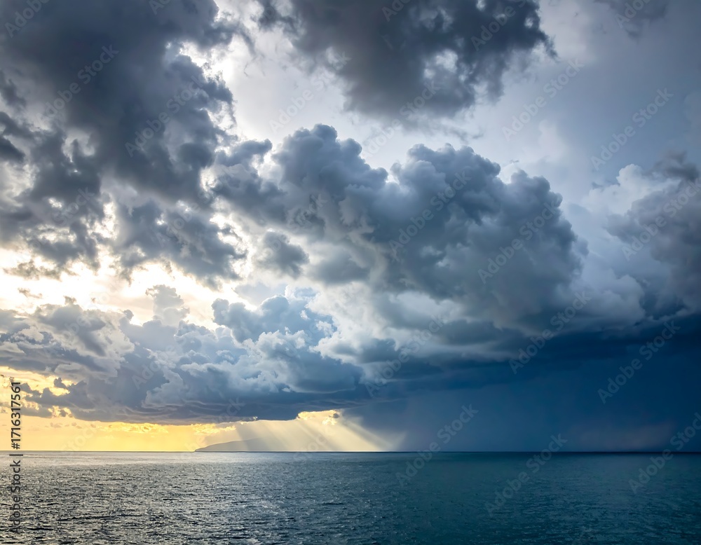 Fototapeta premium Dramatic sunset over a stormy sea