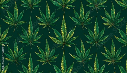 Wallpaper Mural Cannabis leaf pattern Torontodigital.ca
