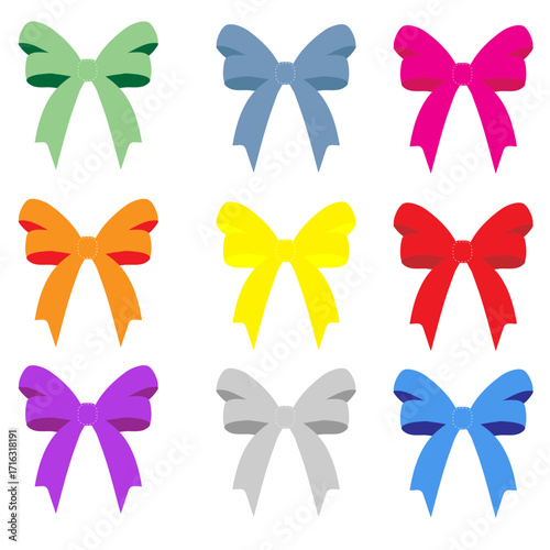 set of colorful bows