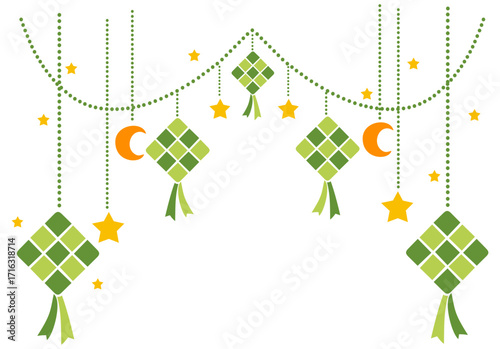 Ketupat hanging decoration. Editable color vector