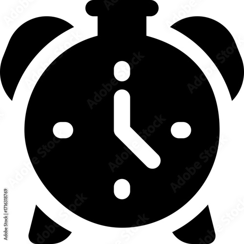 alarm glyph icon. Strong and solid vector icon for websites, mobile interfaces, presentations, and visual branding. High quality and easy to edit.