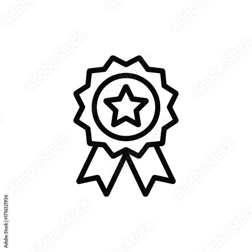 Scalable vector graphic award ribbon star icon for excellence and achievement recognition silhouette vector illustration white background