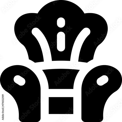 throne glyph icon. Strong and solid vector icon for websites, mobile interfaces, presentations, and visual branding. High quality and easy to edit.