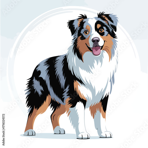 Cute cartoon a illustrator vector Australian Shepherd