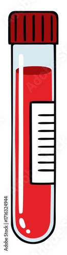 HIV blood test tube. Lineart. Editable color vector