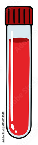 Blank blood test tube. Lineart. Editable color vector