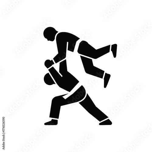 Martial arts vector graphic silhouette of two figures in combat action silhouette vector illustration white background