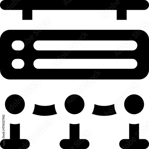 station glyph icon. Strong and solid vector icon for websites, mobile interfaces, presentations, and visual branding. High quality and easy to edit.