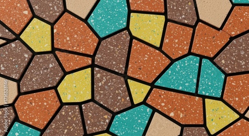 Textured Mosaic Pattern with Irregular Geometric Shapes