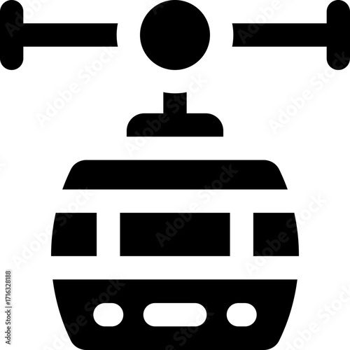 cable car glyph icon. Strong and solid vector icon for websites, mobile interfaces, presentations, and visual branding. High quality and easy to edit.