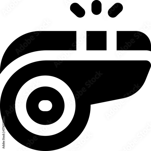 whistle glyph icon. Strong and solid vector icon for websites, mobile interfaces, presentations, and visual branding. High quality and easy to edit.