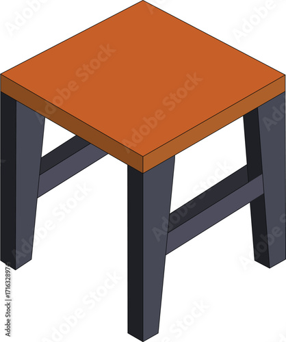 Wooden stool isolated on white background vector illustration