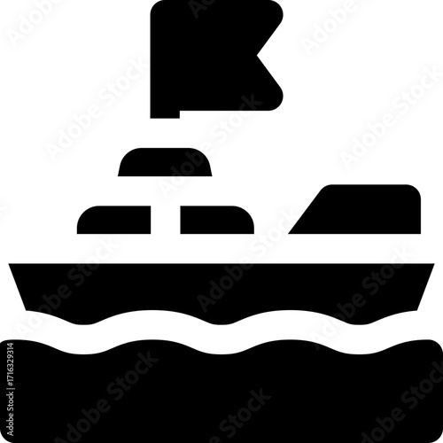 boat glyph icon. Strong and solid vector icon for websites, mobile interfaces, presentations, and visual branding. High quality and easy to edit.