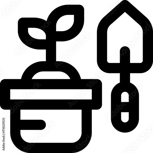 gardening line icon. Clean and minimalist vector icon for websites, mobile apps, presentations, and logos. Fully scalable and customizable for any project.