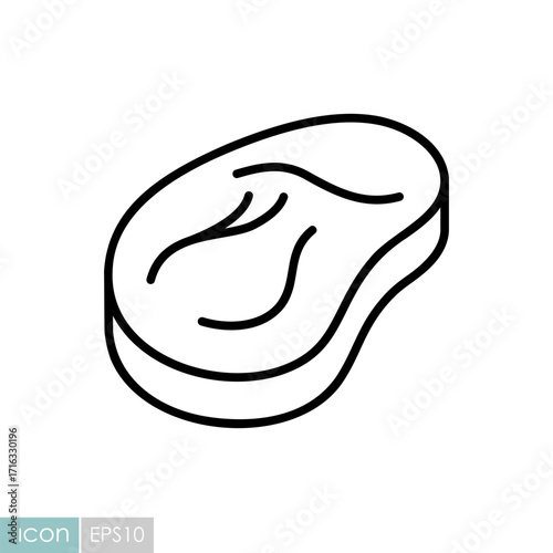 Outline Steak Vector Icon for Restaurants