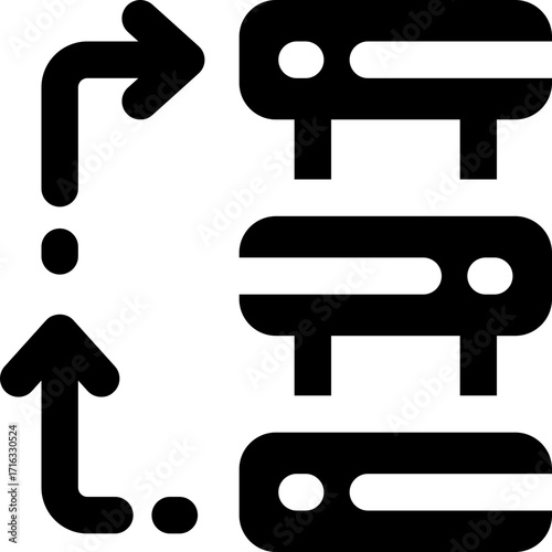 workflow glyph icon. Strong and solid vector icon for websites, mobile interfaces, presentations, and visual branding. High quality and easy to edit.