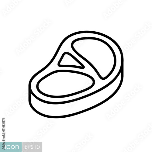 Pork Steak Vector Outline Icon Design
