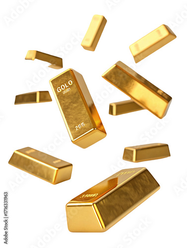 Shiny gold bars floating in dark background symbolizing wealth investment finance luxury value asset