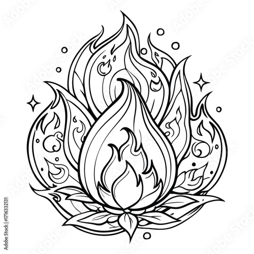 Emberlight, kids line art doodle pattern design t shirt silhouette and vector, intricate line art design, relaxing printable, high-quality illustration for stress relief, art therapy activity.