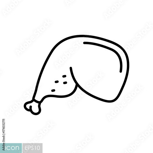 Roasted Chicken Leg Vector Outline Icon