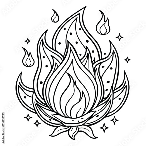Emberlight, kids line art doodle pattern design t shirt silhouette and vector, intricate line art design, relaxing printable, high-quality illustration for stress relief, art therapy activity.