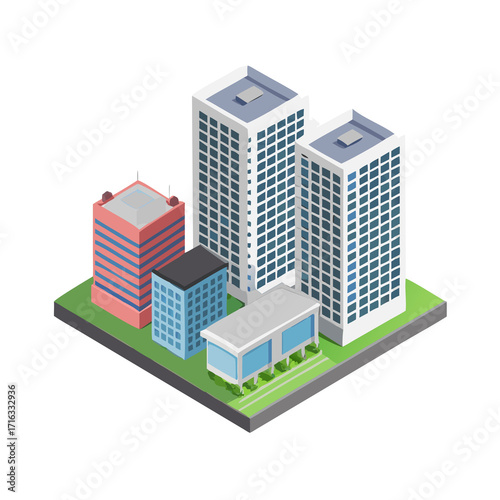 vector isometric city buildings