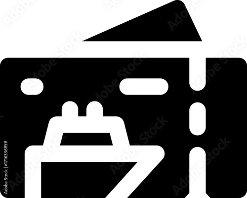 cruise ticket glyph icon. Strong and solid vector icon for websites, mobile interfaces, presentations, and visual branding. High quality and easy to edit.