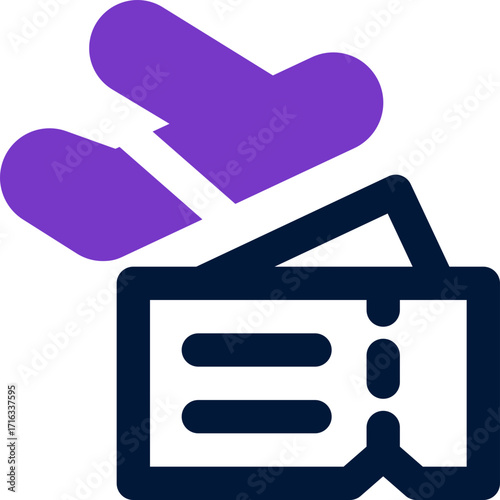 airplane ticket duotone icon. Sleek and modern vector icon for websites, mobile apps, marketing materials, and corporate design. Fully scalable and ready to use.