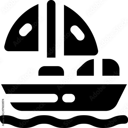 yacht glyph icon. Strong and solid vector icon for websites, mobile interfaces, presentations, and visual branding. High quality and easy to edit.