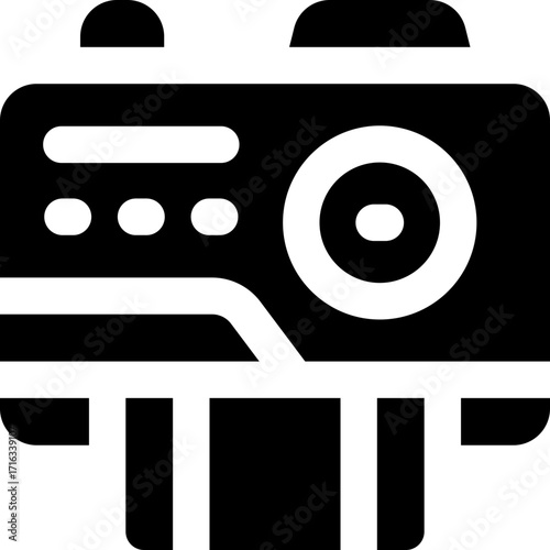 polaroid camera glyph icon. Strong and solid vector icon for websites, mobile interfaces, presentations, and visual branding. High quality and easy to edit.