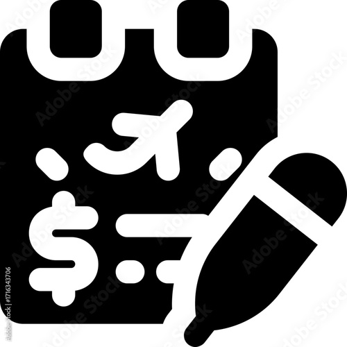 prepare a budget glyph icon. Strong and solid vector icon for websites, mobile interfaces, presentations, and visual branding. High quality and easy to edit.