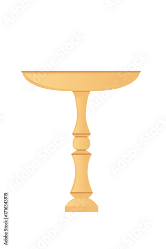 Golden chalice with ornate stem design. Elegant cup on decorative pedestal base. Traditional ceremonial vessel style. Vector illustration isolated on white background
