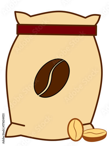 Illustration of a sack of coffee beans