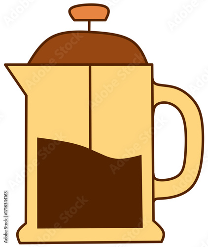 Illustration of French press coffee maker