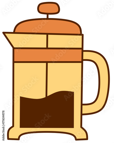 Illustration of french press coffee maker